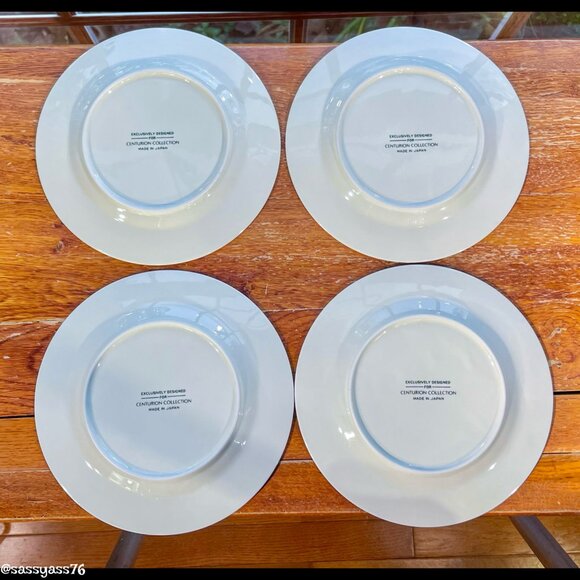 🆕VTG▪️CENTURION COLLECTION▪️Set of 4 Gold Trim 7.5" White Ribbon Holly Plates - Picture 4 of 5